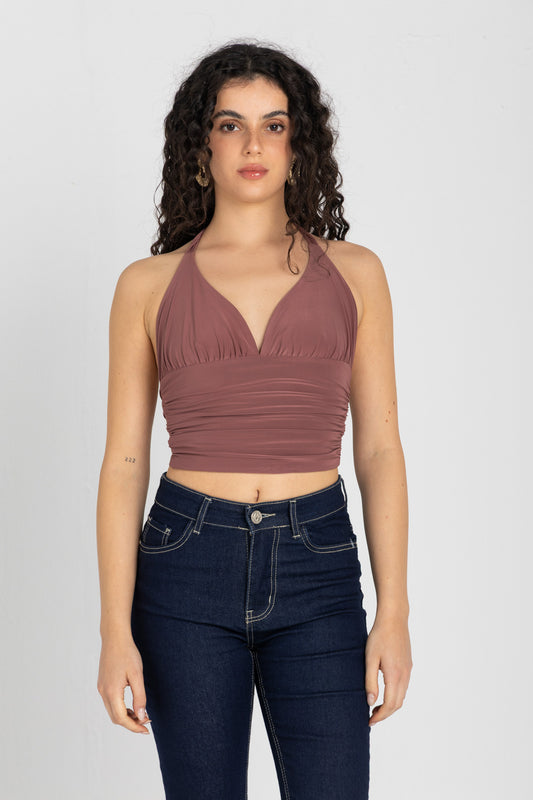Sculpt Halter Top – Dusty Rosewood