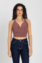 Sculpt Halter Top – Dusty Rosewood