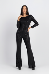 Cher Long Sleeve Sequin Jumpsuit – Black Glam One-Piece