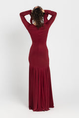Azalea Dress – Burgundy | 10-Meter Dramatic Mermaid Flare