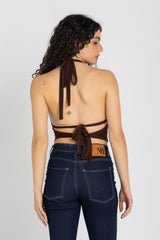 Sculpt Halter Top – Chocolate Brown