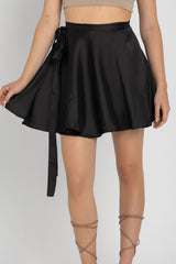 Whisper Skirt – Satin Wrap Mini Skirt | Black