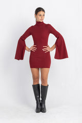 Cascade Mini Body-Cone Dress | Burgundy