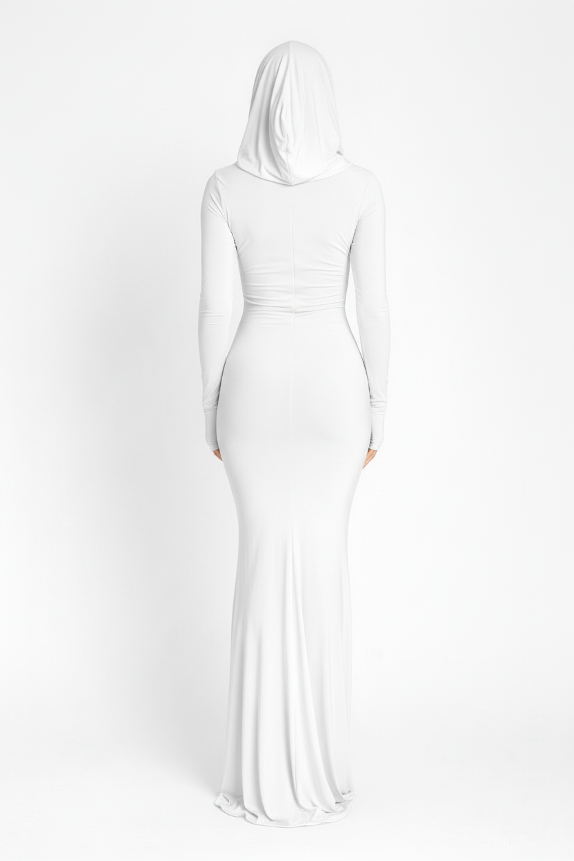White evening gown on a white background