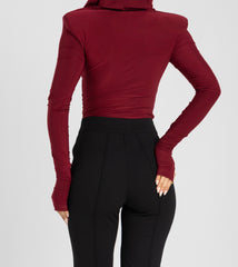 Thea Bodysuit - Burgundy Structured Shoulder Bodysuit