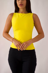Summer Yellow Double-Layer Sleeveless Top