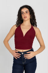 Sculpt Halter Top – Burgundy