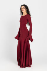 Azalea Dress – Burgundy | 10-Meter Dramatic Mermaid Flare
