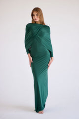 Jeanne Double-Layered Ruched Dress - Luxe Green
