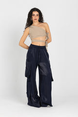 Luna Pants – Fluid Shimmer Cargo, Dark Blue