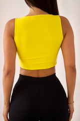 Summer Yellow Ruched Cropped Top