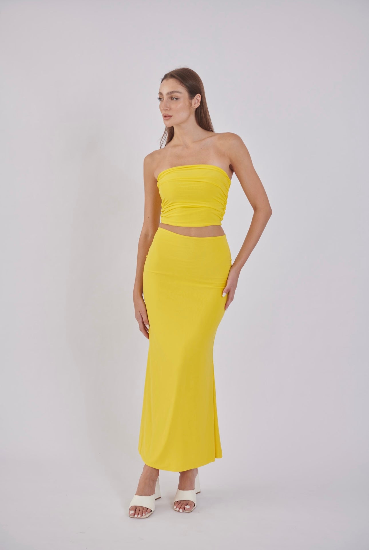 Ruched Strapless Bandeau Top