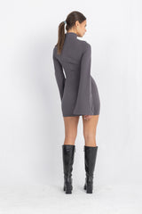 Cascade Mini Body-Cone Dress | Grey