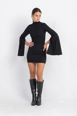 Cascade Mini Body-Cone Dress | Black