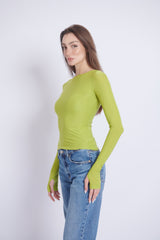 Double-Layer Long Sleeve Top – Lime Green