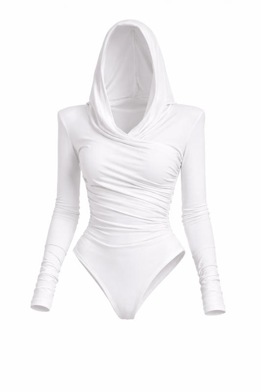 Thea Bodysuit - White Structured Shoulder Bodysuit