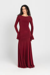 Azalea Dress – Burgundy | 10-Meter Dramatic Mermaid Flare