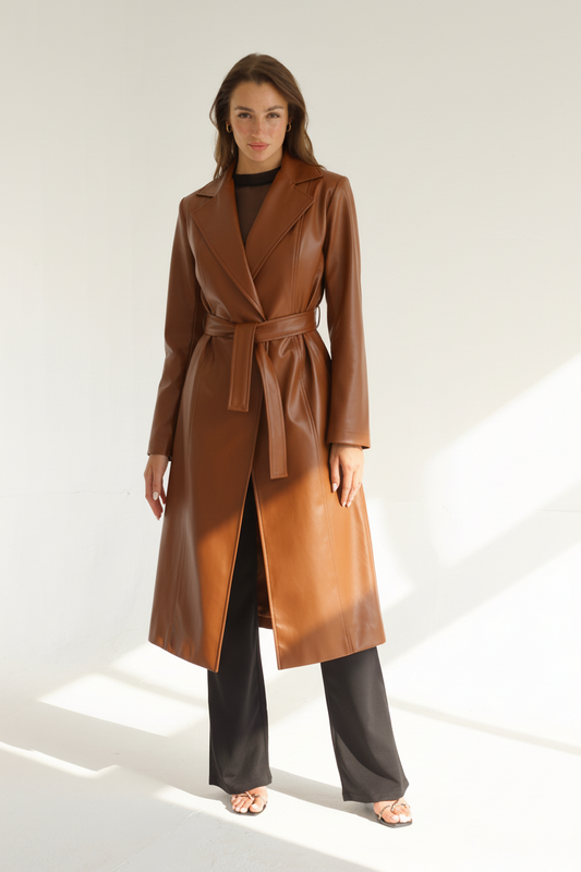 Tiffany Leather Coat - Brown