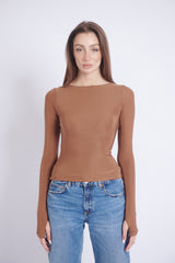 Double-Layer Long Sleeve Top – Toffee
