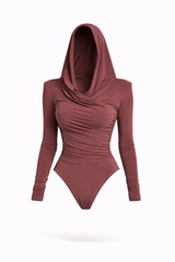 Thea Bodysuit - Dusty Rosewood Structured Shoulder Bodysuit