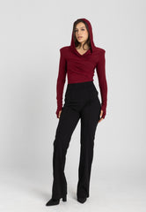 Thea Bodysuit - Burgundy Structured Shoulder Bodysuit