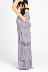 Luna Pants – Fluid Shimmer Cargo, Grey Lilac