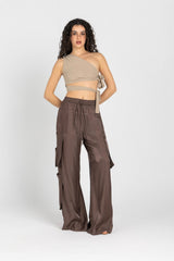 Luna Pants – Fluid Shimmer Cargo, Brown