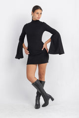 Cascade Mini Body-Cone Dress | Black