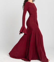 Azalea Dress – Burgundy | 10-Meter Dramatic Mermaid Flare