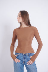 Double-Layer Long Sleeve Top – Toffee