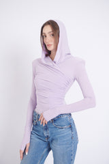 Lilac Thea Bodysuit – structured shoulder stretch bodysuit with hourglass silhouette | sand