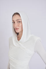 Thea Bodysuit - White Structured Shoulder Bodysuit