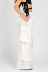 Luna Pants – Fluid Shimmer Cargo, White