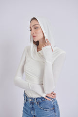 Thea Bodysuit - White Structured Shoulder Bodysuit