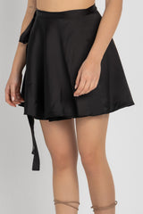 Whisper Skirt – Satin Wrap Mini Skirt | Black