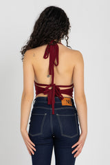 Sculpt Halter Top – Burgundy