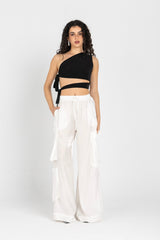 Luna Pants – Fluid Shimmer Cargo, White