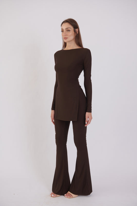 Oxford Set – Chocolate Brown | Double Layered Two-Piece Outfit