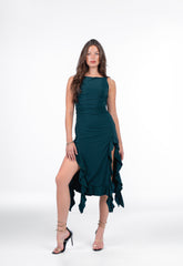 Rosalind Double Layer Stretch Dress - Emerald Green Party Dress