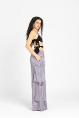 Luna Pants – Fluid Shimmer Cargo, Grey Lilac
