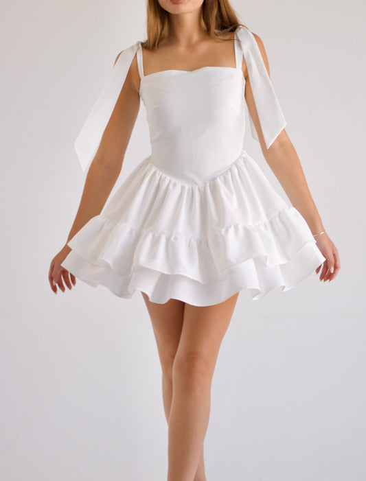 Aurora Dress Mini - White | Elegant Summer Mini Dress
