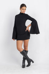 Cascade Mini Body-Cone Dress | Black
