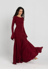Azalea Dress – Burgundy | 10-Meter Dramatic Mermaid Flare
