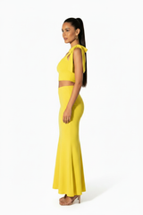Summer Yellow Serena Double Layer Flowy Skirt - Premium Lycra