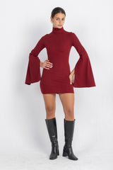 Cascade Mini Body-Cone Dress | Burgundy