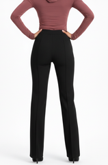 Monaco French Seam Pants tailored black straight leg trousers with elongating French seam detail casual formal pants – Sand