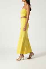 Summer Yellow Serena Double Layer Flowy Skirt - Premium Lycra