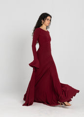 Azalea Dress – Burgundy | 10-Meter Dramatic Mermaid Flare