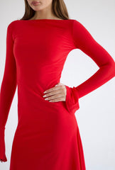 Red Kate Dress | Fitted & Flowy Double-Layer Lycra Dress