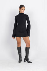 Cascade Mini Body-Cone Dress | Black